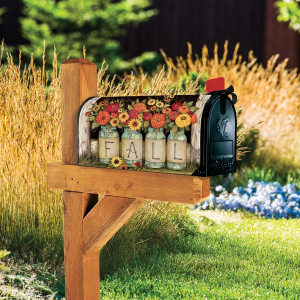 Autumn MailWrap on a mailbox beside ornamental grasses
