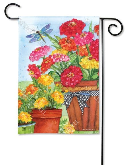 Marigolds and Zinnias Garden Flag