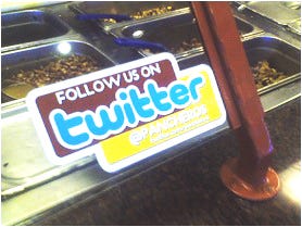 Sticker Asking Customers to Follow Us on Twitter